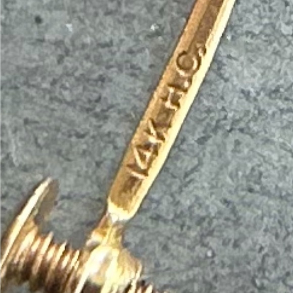 14 K gold Turquoise and cultured pearl vintage screw back earrings - Picture 9 of 10